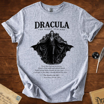The Night Stalker – Gothic Literary Quote T-Shirt Sport Grey