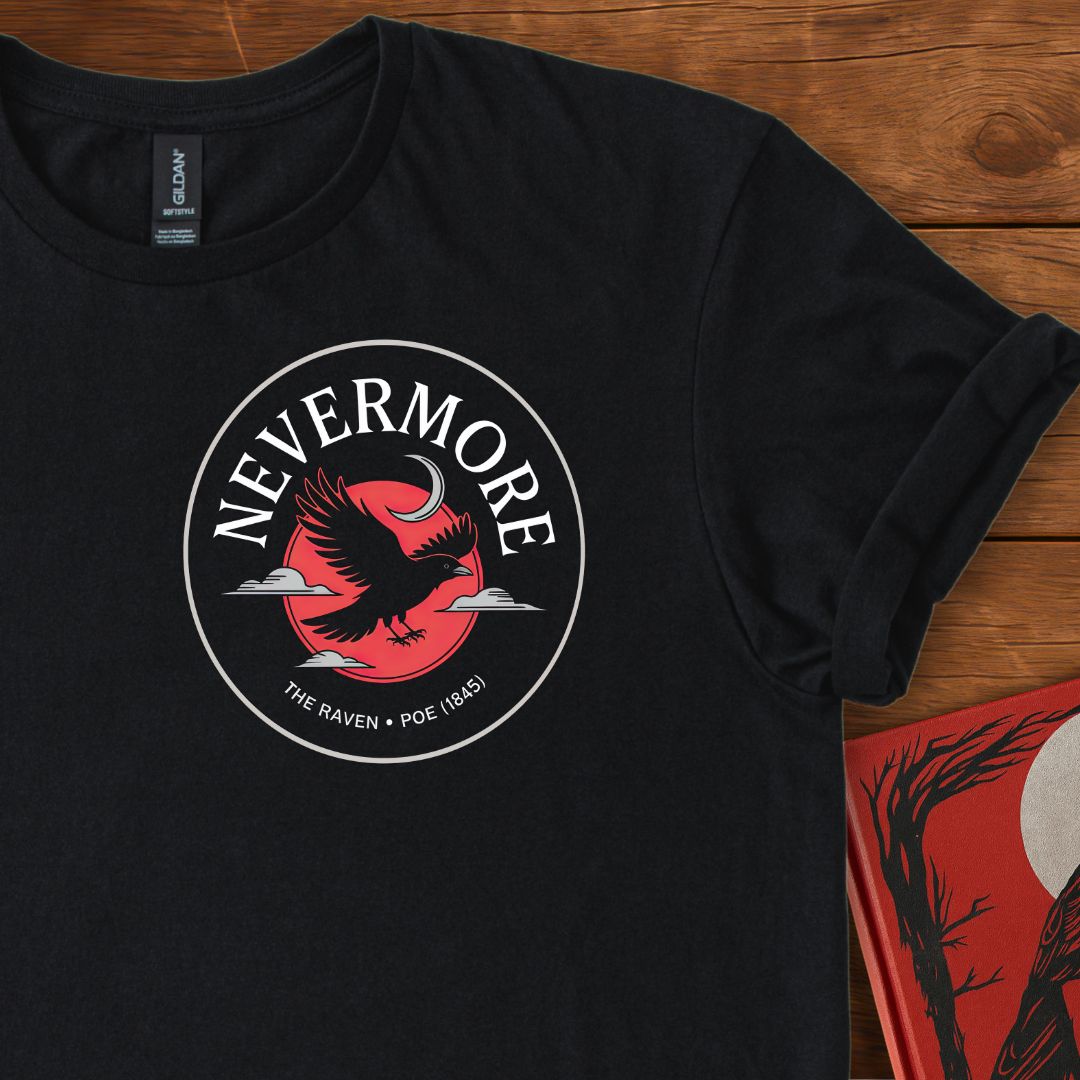 "Nevermore" Edgar Allan Poe T-Shirt Black