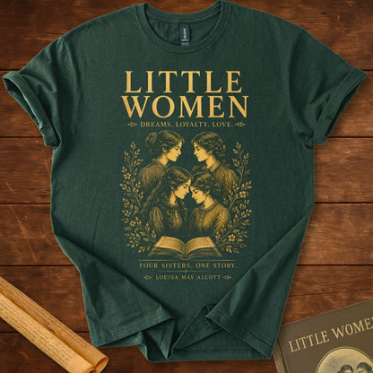 Little Women – Four Sisters, One Story Literary T-Shirt Forest Green