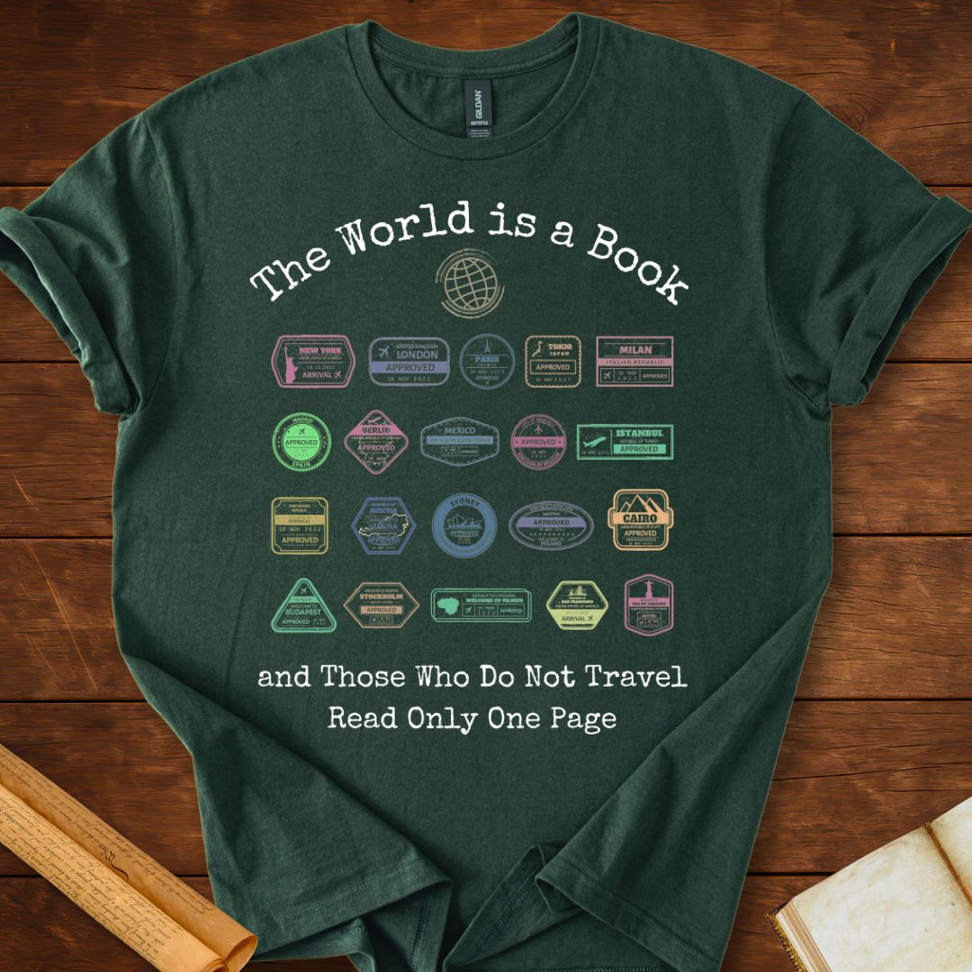 The World is a Book T-Shirt Forest Green