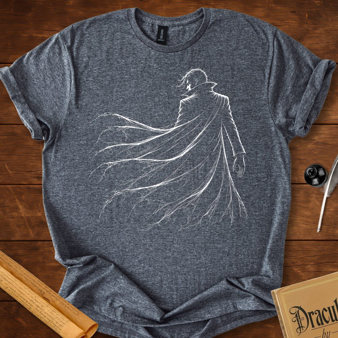 Dracula Silhouette – Lord of the Night T-Shirt Dark Heather Grey