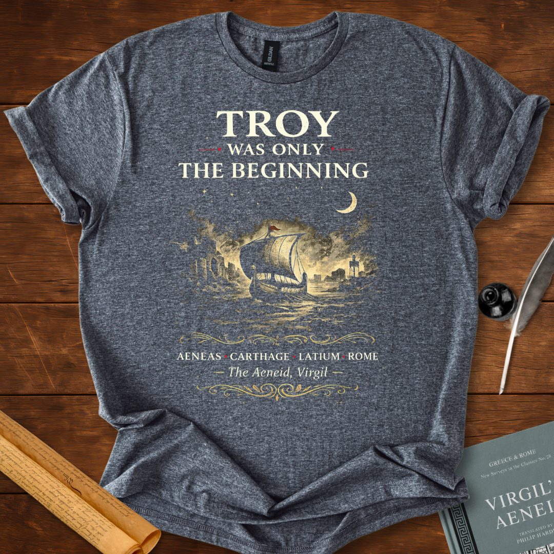 Troy Was Only the Beginning – Virgil’s Aeneid Literary T-Shirt Dark Heather Grey