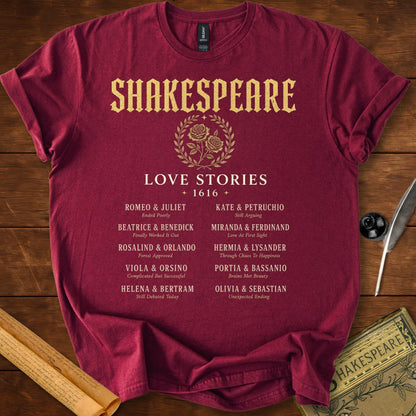 Shakespeare Love Stories 1616 – Literary Romance T-Shirt