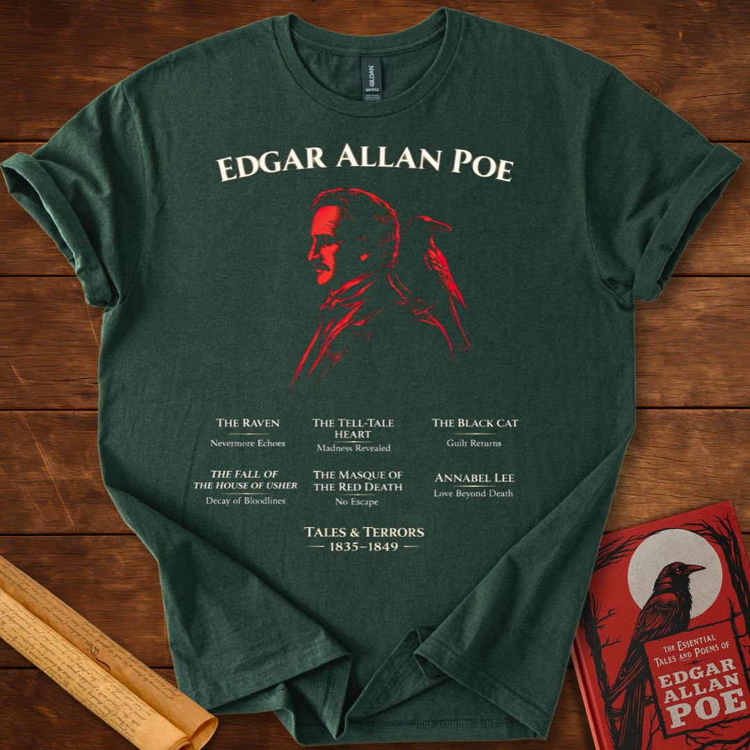 Edgar Allan Poe Tales & Terrors T-Shirt – Gothic Raven Literary T-Shirt