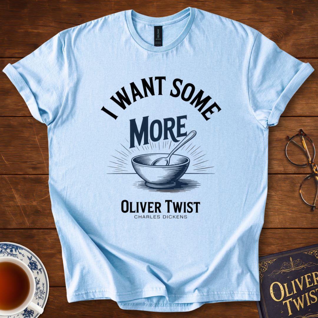 “I Want Some More” – Oliver Twist Literary T-Shirt Light Blue