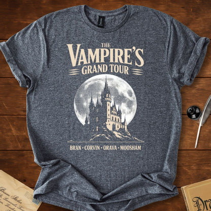 Dracula Vampire European Castles Tour T-Shirt Dark Heather Grey