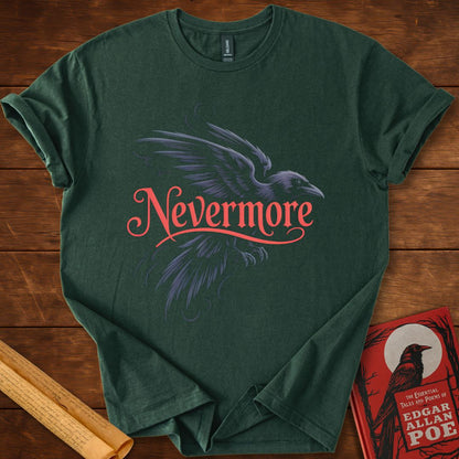 Nevermore Flying Raven T-Shirt Forest Green