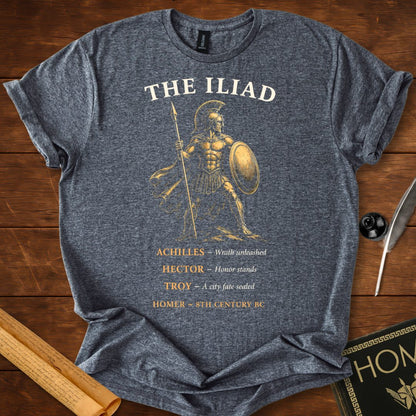 Homer’s The Iliad – Ancient Greek Warrior T-Shirt Dark Heather Grey