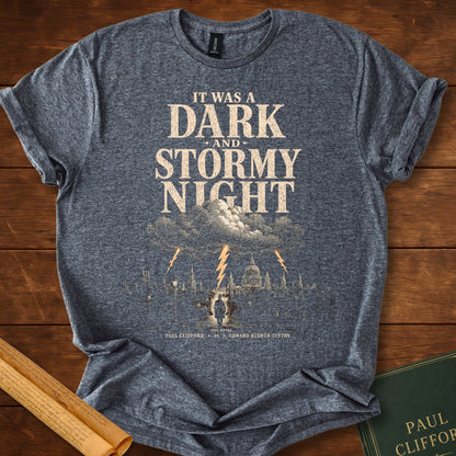 It Was a Dark Stormy Night | Paul Clifford (1830) | Literary Gothic T-Shirt Dark Heather Grey