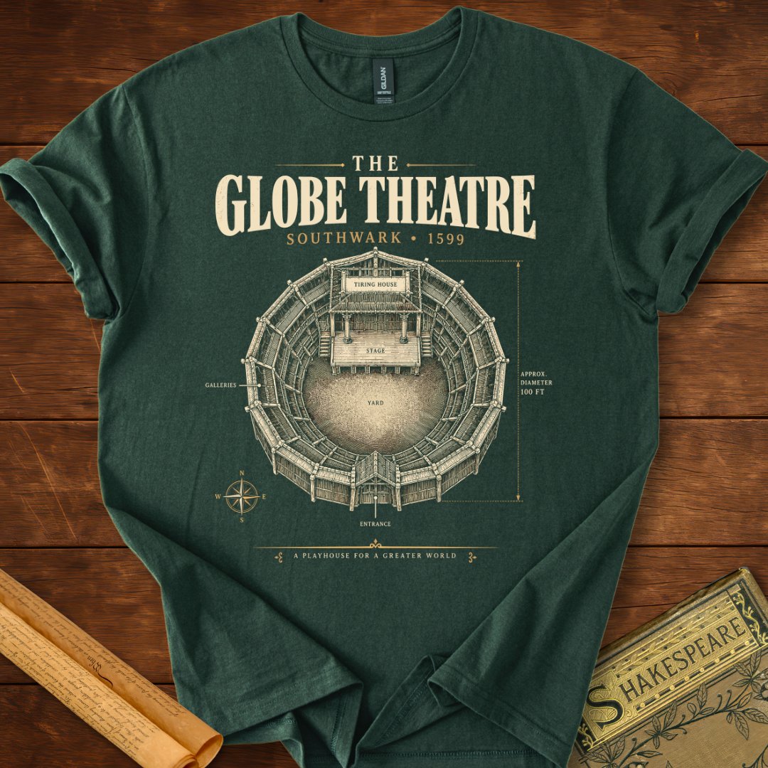 The Globe Theatre Southwark 1599 – Shakespeare T-Shirt Forest Green