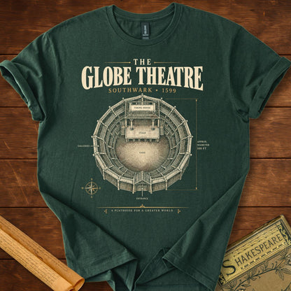The Globe Theatre Southwark 1599 – Shakespeare T-Shirt Forest Green