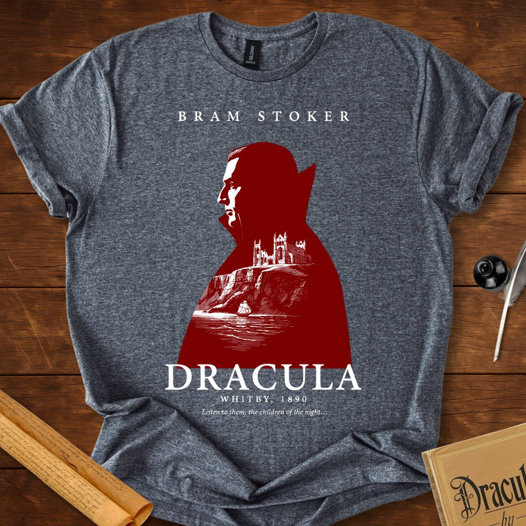 Dracula Whitby 1890 — Bram Stoker Gothic T-Shirt Dark Heather Grey