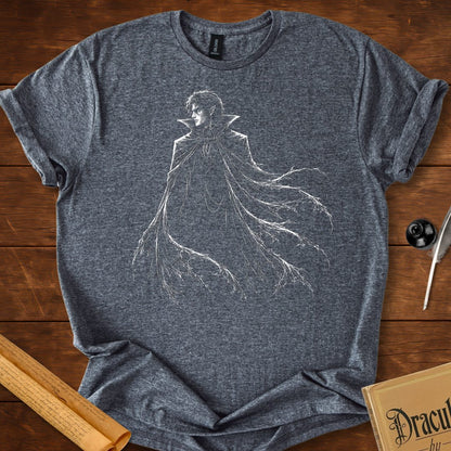 Dracula Cloaked in Darkness – Gothic Silhouette T-Shirt