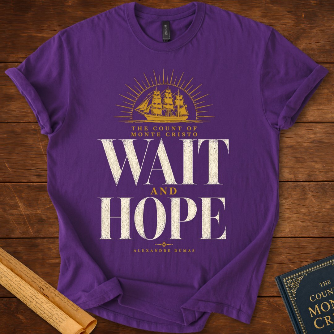 The Count of Monte Cristo "Wait and Hope" Literary T-Shirt Purple