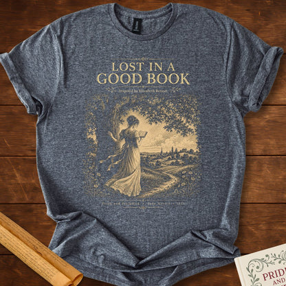 Lost In A Good Book – Elizabeth Bennet Literary T-Shirt Dark Heather Grey