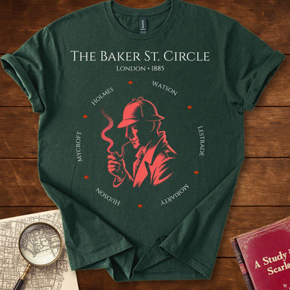 The Baker Street Circle: London 1885 Edition - Sherlock Holmes T-Shirt Forest Green