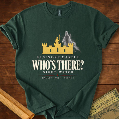 Who’s There? — Hamlet Elsinore Castle T-Shirt Forest Green