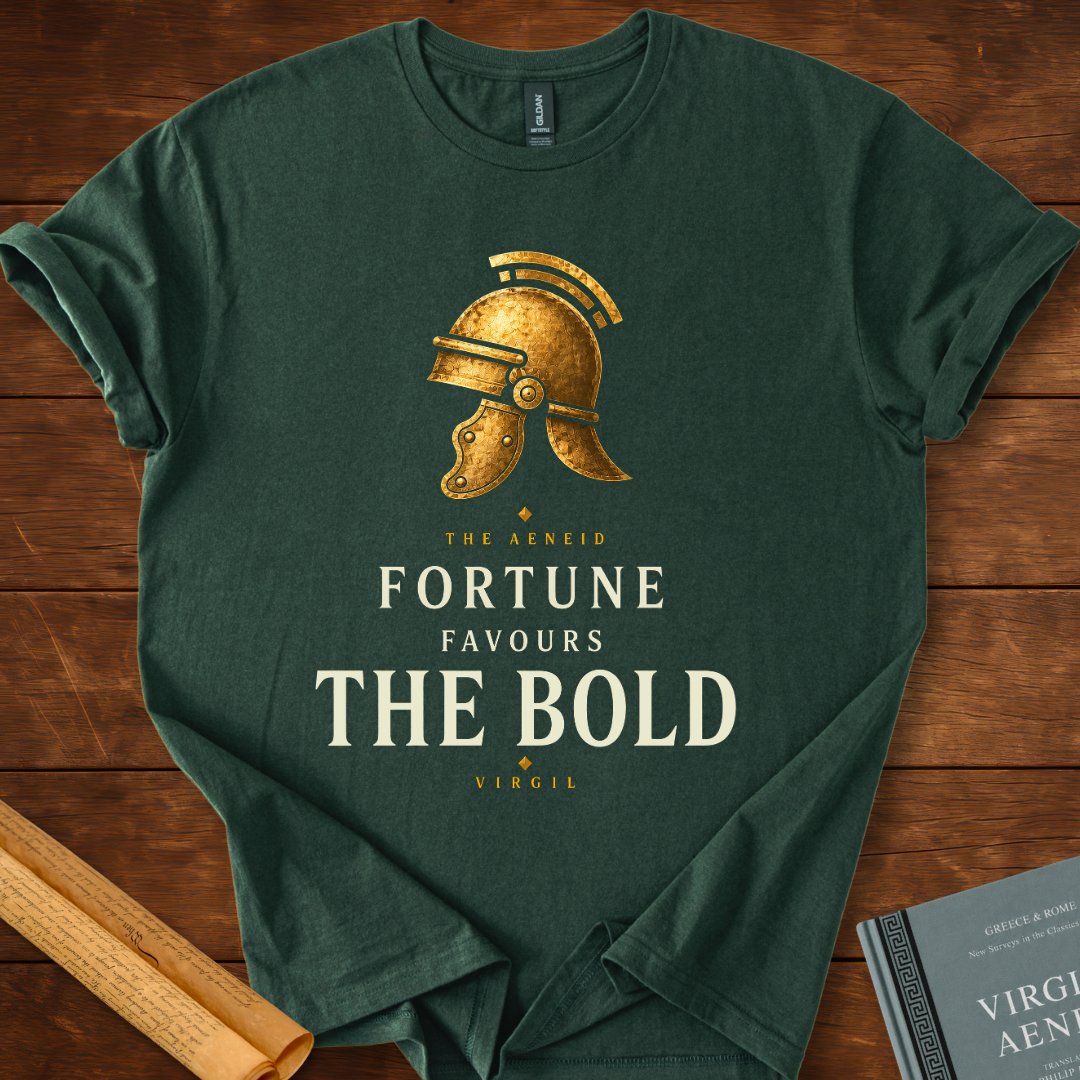 Fortune Favours the Bold – The Aeneid Premium Roman Literature T-Shirt