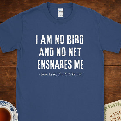 I Am No Bird – Jane Eyre Charlotte Brontë Distressed Quote T-Shirt