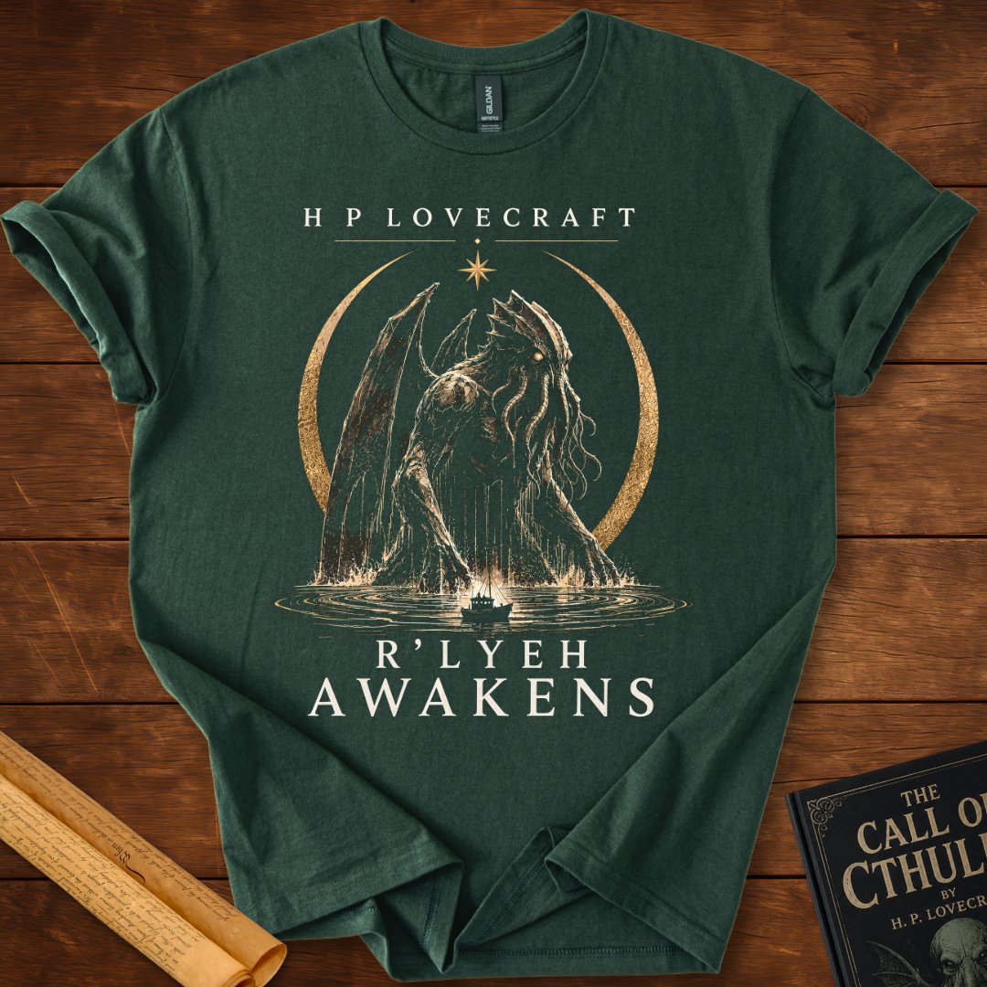 R'lyeh Awakens – H.P. Lovecraft Literary Horror T-Shirt