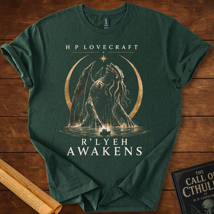 R'lyeh Awakens – H.P. Lovecraft Literary Horror T-Shirt