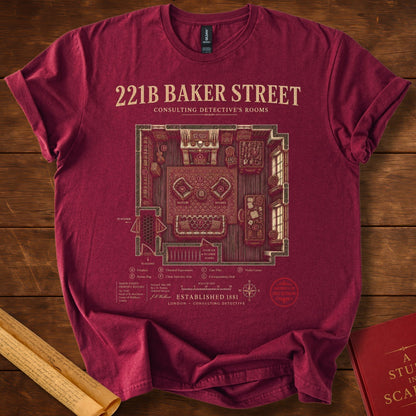 221B Baker Street – Sherlock Holmes Floor Plan T-Shirt