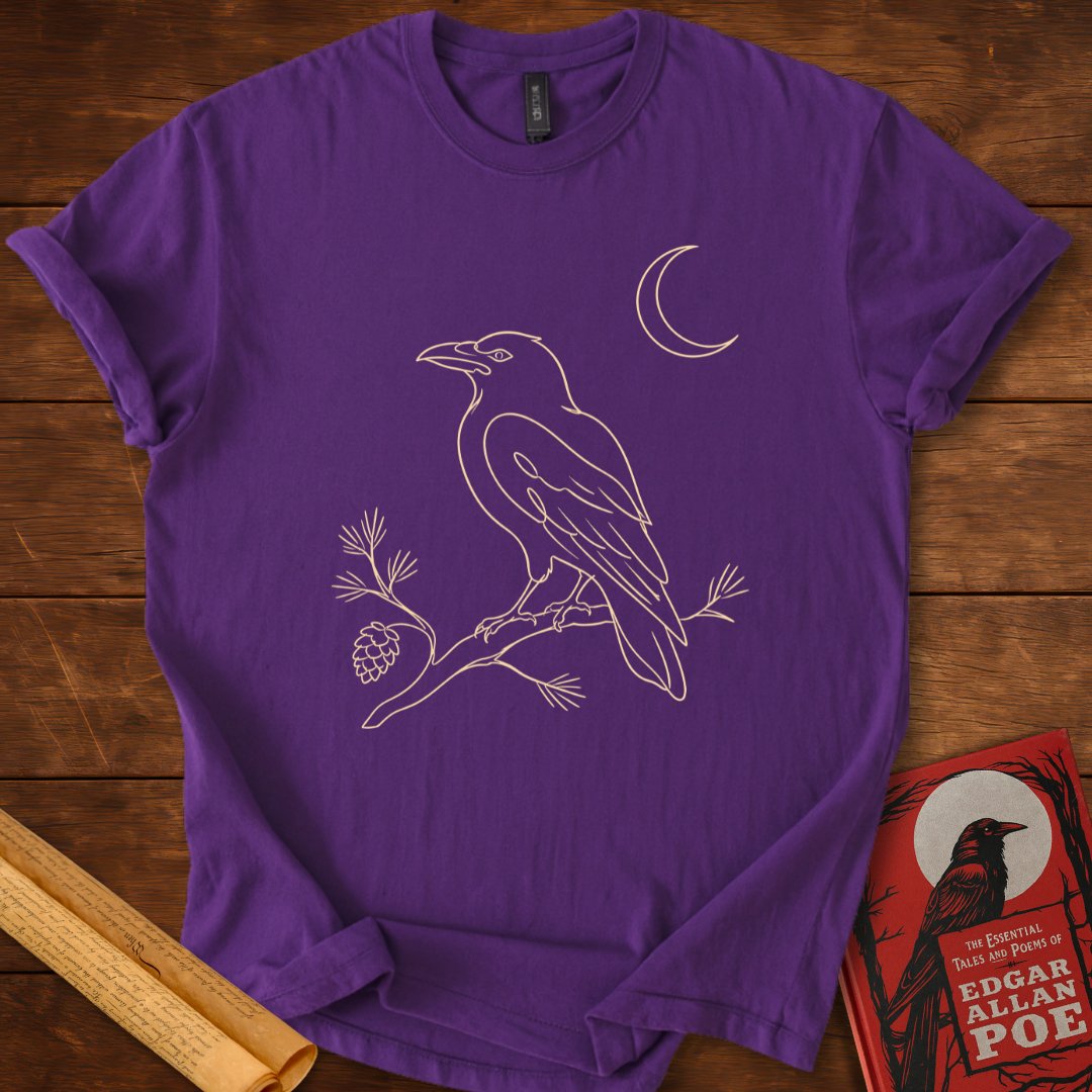 Nevermore Moonlit Raven – Edgar Allan Poe T-Shirt Purple