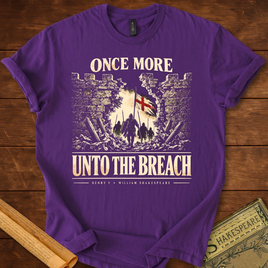 Once More Unto the Breach Henry V Shakespeare T-Shirt Purple