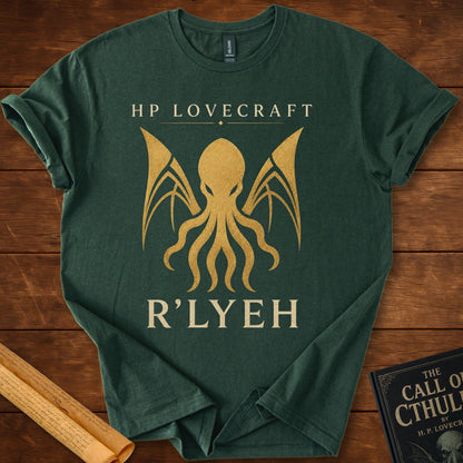 R'lyeh – HP Lovecraft Literary T-Shirt Forest Green