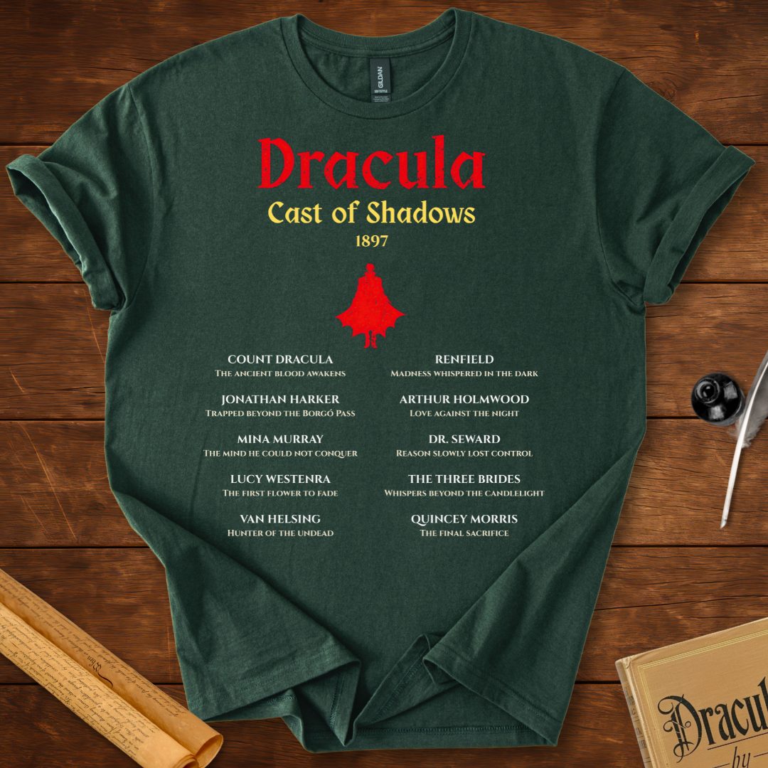 Dracula Cast of Shadows 1897 – Gothic Literary T-Shirt Forest Green