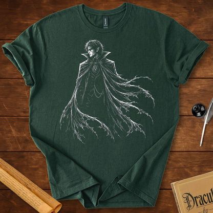 Dracula Cloaked in Darkness – Gothic Silhouette T-Shirt