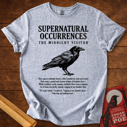 The Raven - The Midnight Visitor - Edgar Allan Poe T-Shirt Sport Grey