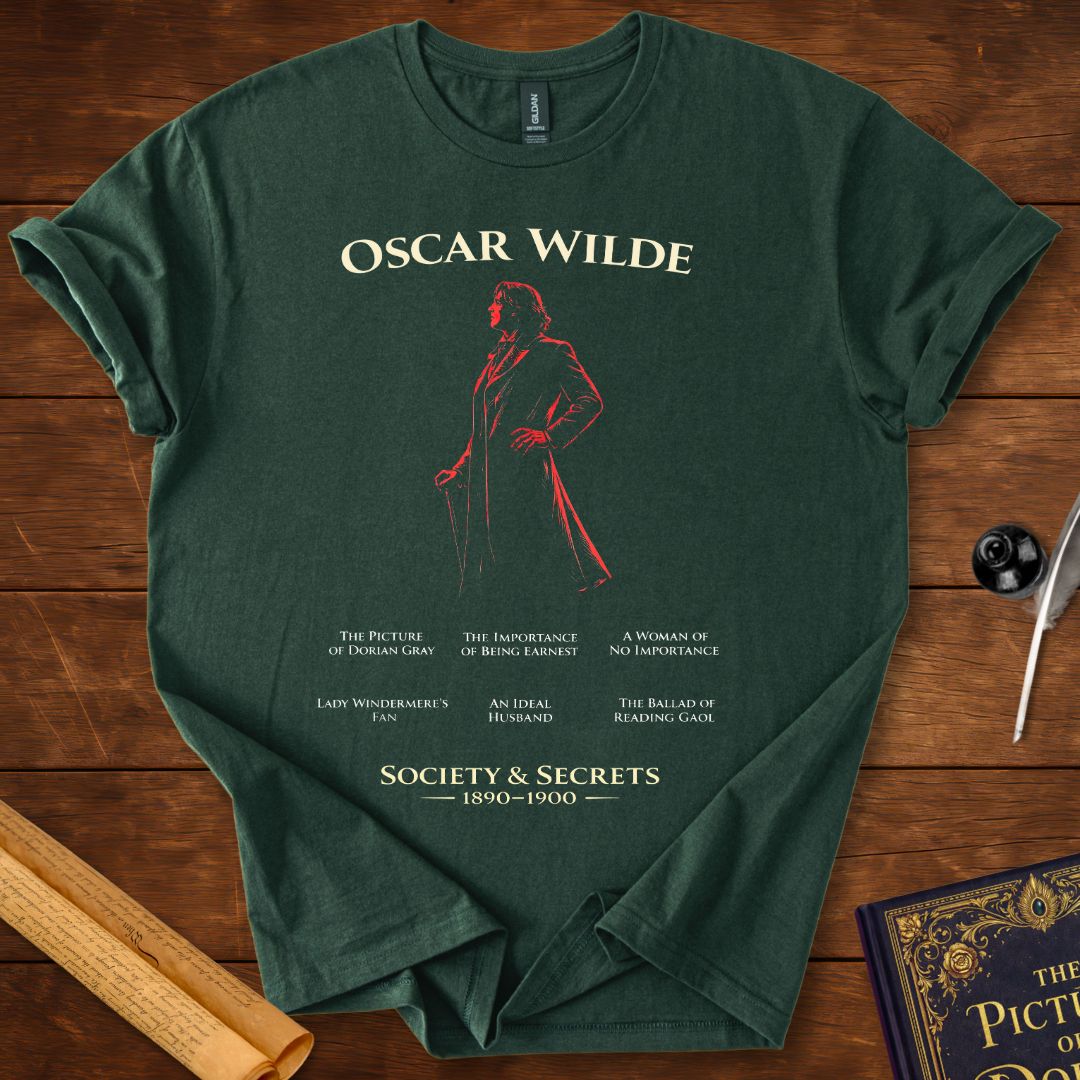 Oscar Wilde Society and Secrets T-Shirt – Literary Classic Design