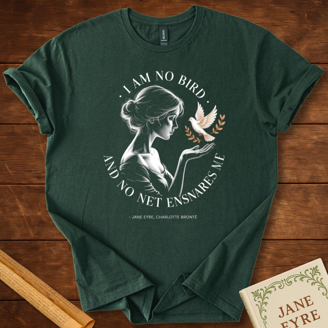 "I Am No Bird" — Jane Eyre Feminist Bust Tee Forest Green