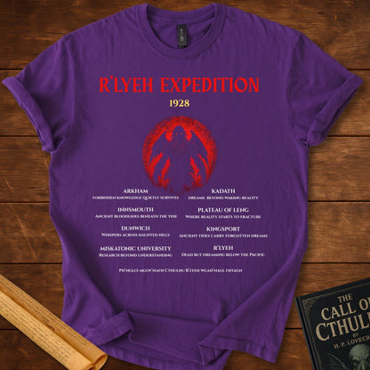 R’lyeh Expedition 1928 – Lovecraft Horror T-Shirt Purple