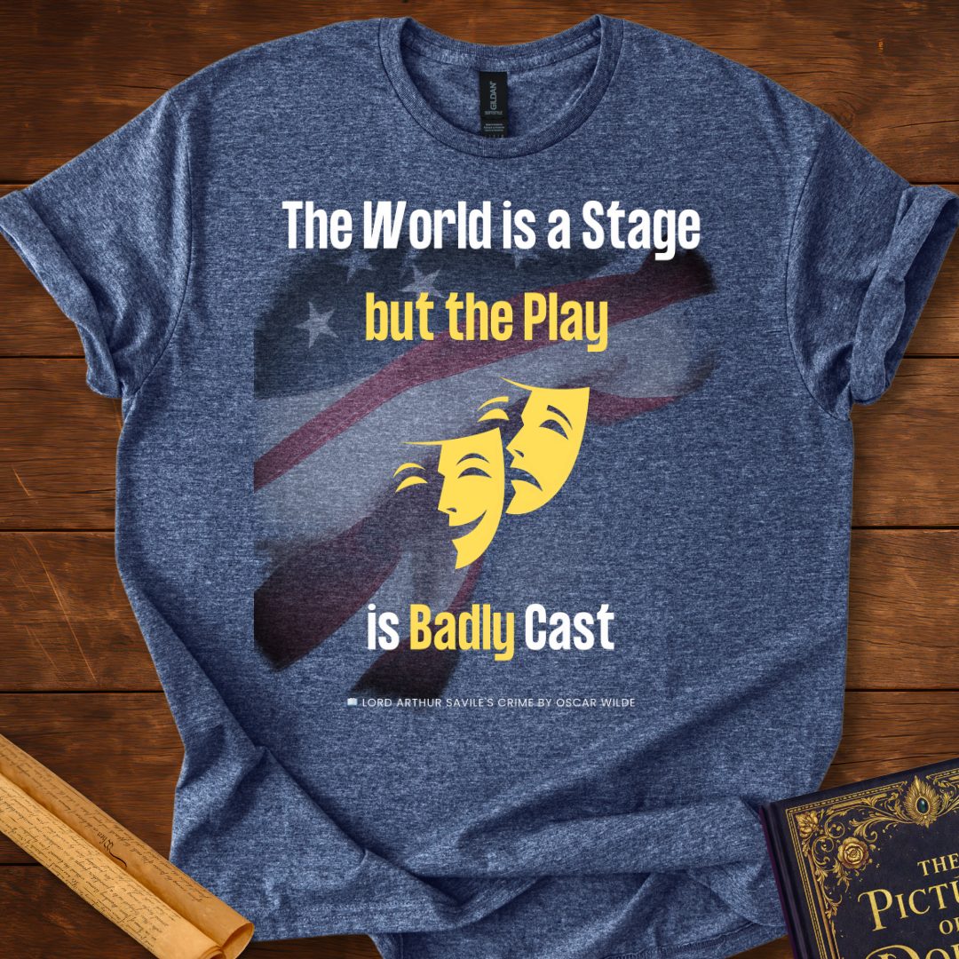 The World is a Stage T-Shirt Heather Navy
