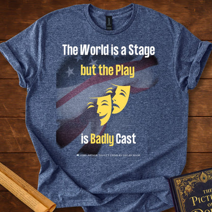The World is a Stage T-Shirt Heather Navy