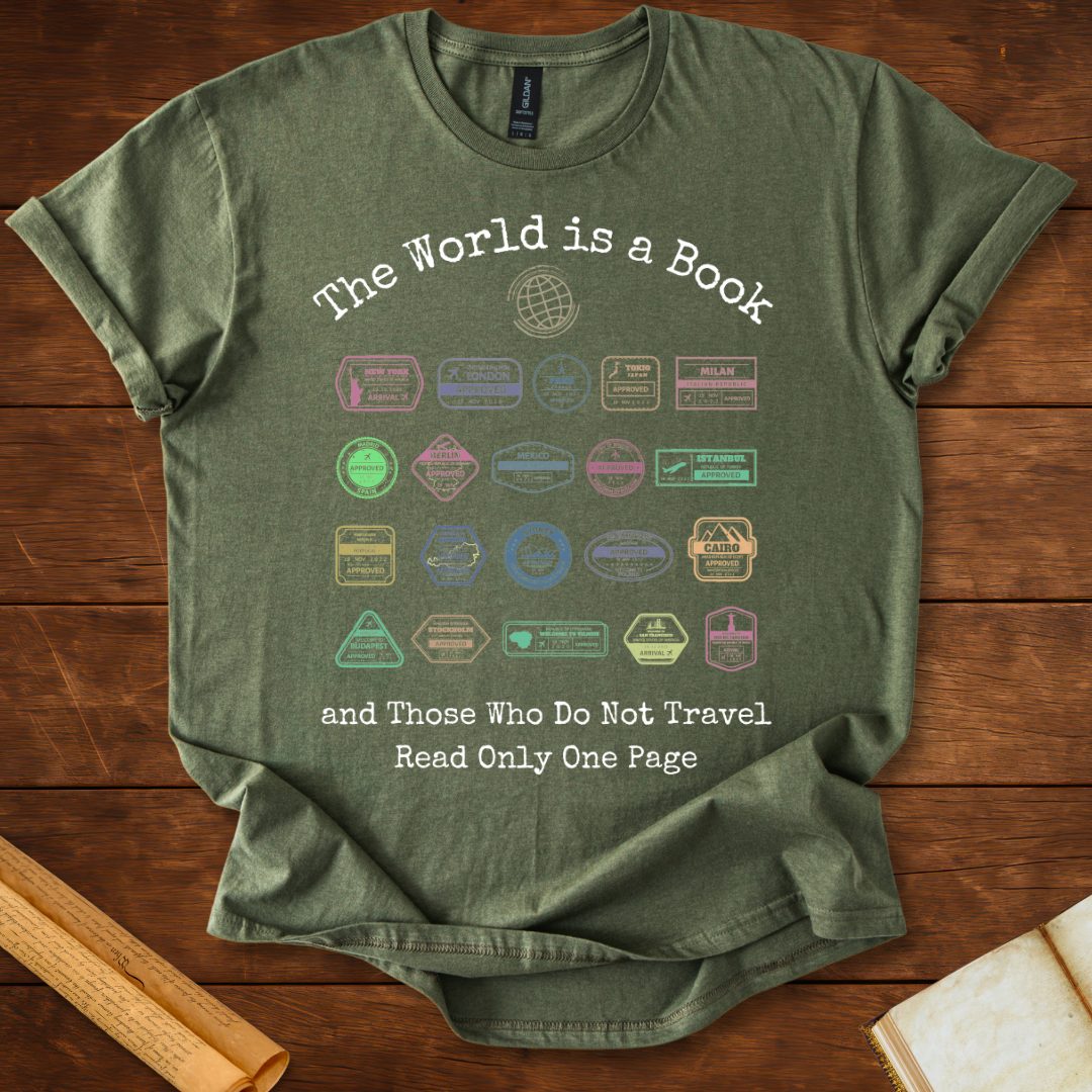 The World is a Book T-Shirt Military Green