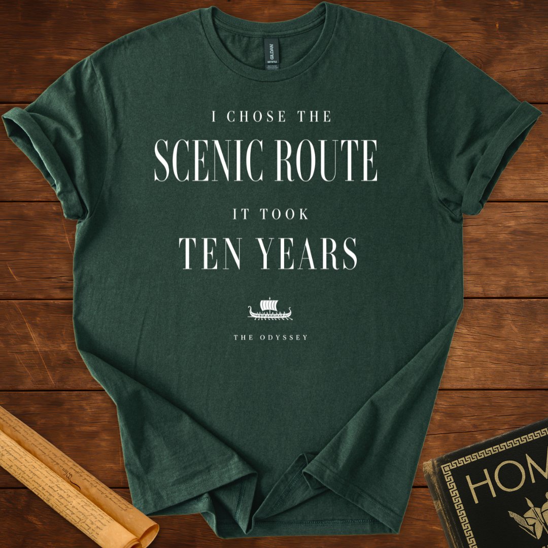 I Chose the Scenic Route The Odyssey T-Shirt Forest Green