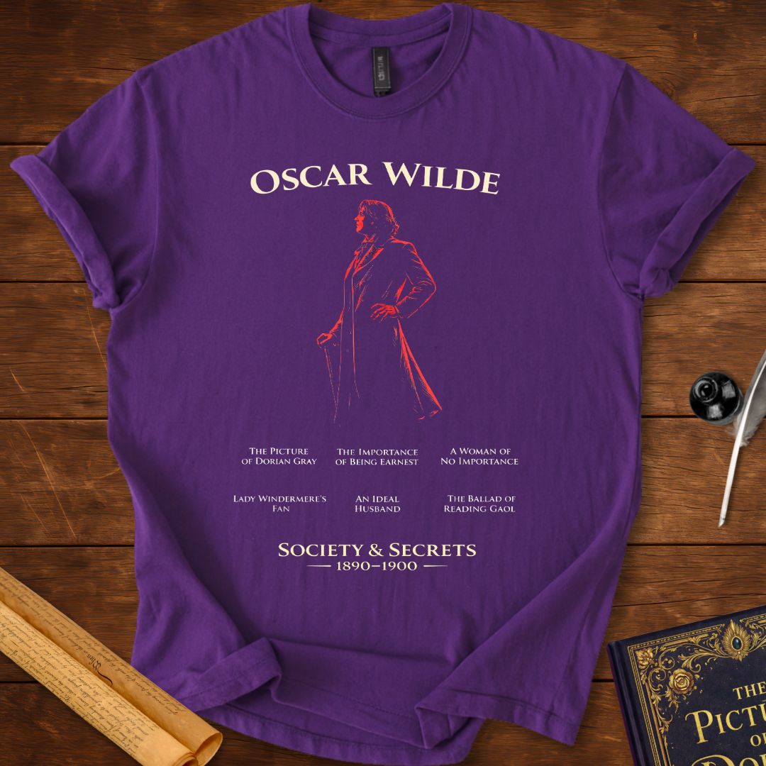 Oscar Wilde Society and Secrets T-Shirt – Literary Classic Design