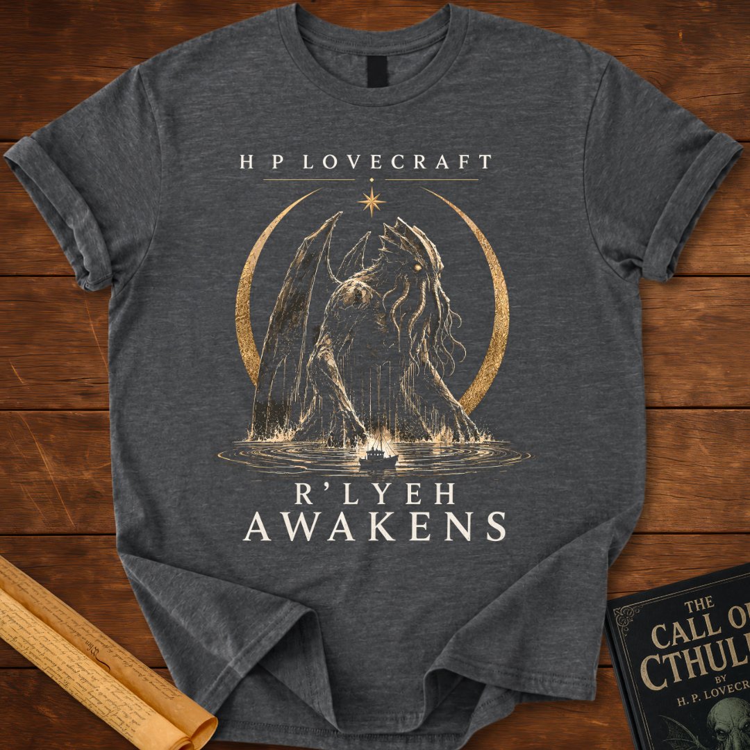 R'lyeh Awakens – H.P. Lovecraft Literary Horror T-Shirt