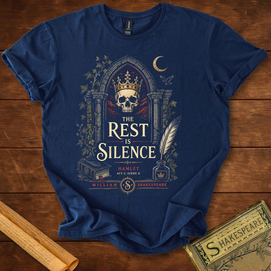 The Rest Is Silence – Shakespeare Hamlet Gothic T-Shirt Navy