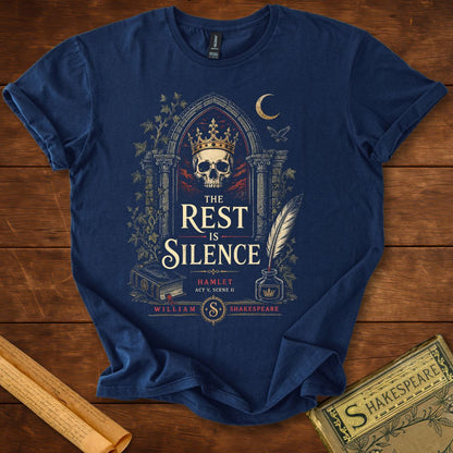 The Rest Is Silence – Shakespeare Hamlet Gothic T-Shirt Navy