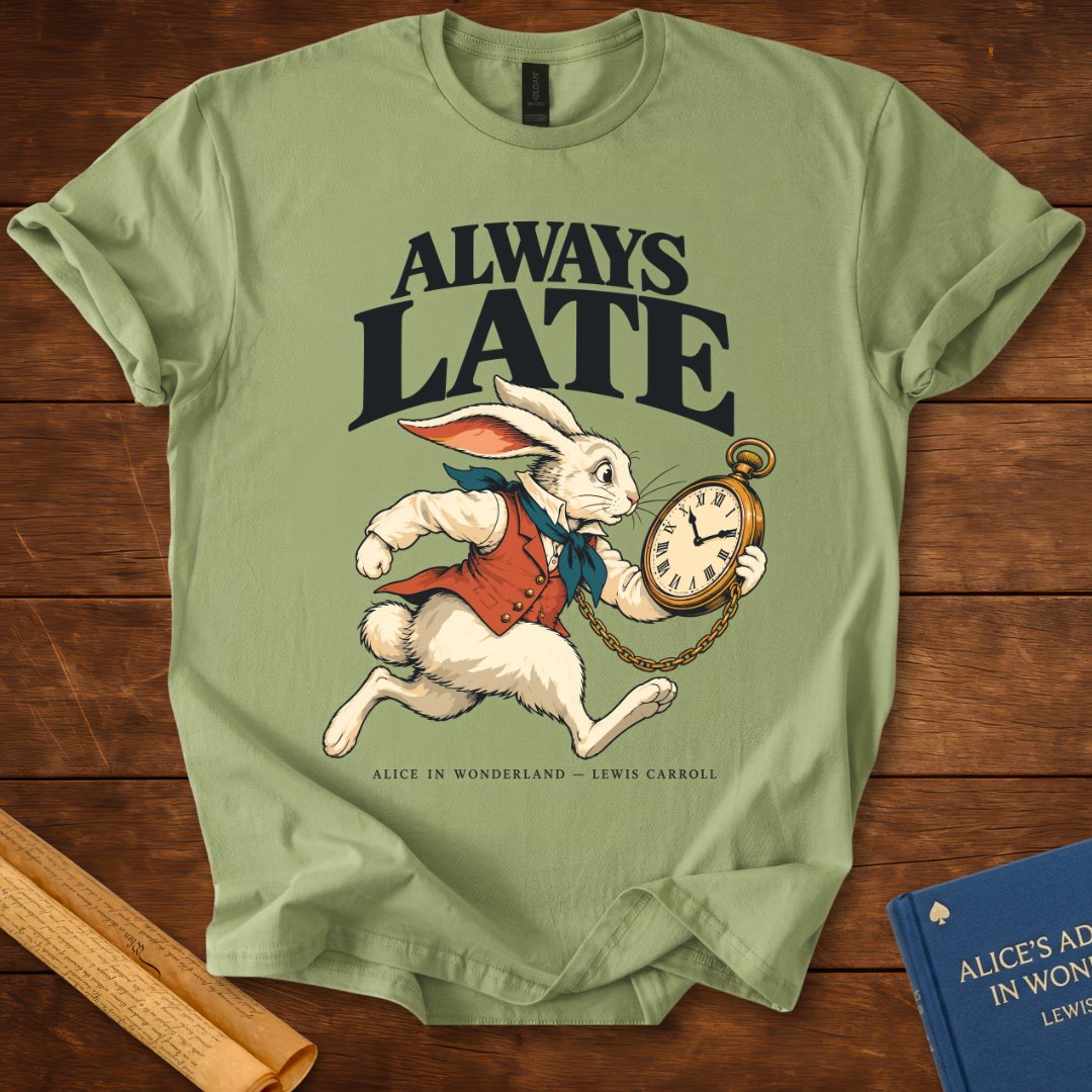 Always Late — Alice in Wonderland White Rabbit T-Shirt