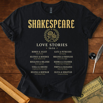 Shakespeare Love Stories 1616 – Literary Romance T-Shirt
