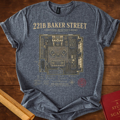 221B Baker Street – Sherlock Holmes Floor Plan T-Shirt