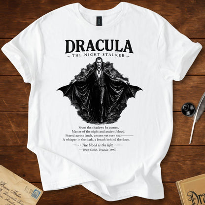 The Night Stalker – Gothic Literary Quote T-Shirt White