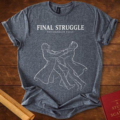 Sherlock Holmes Final Struggle Reichenbach Falls Silhouette T-Shirt Dark Heather Grey