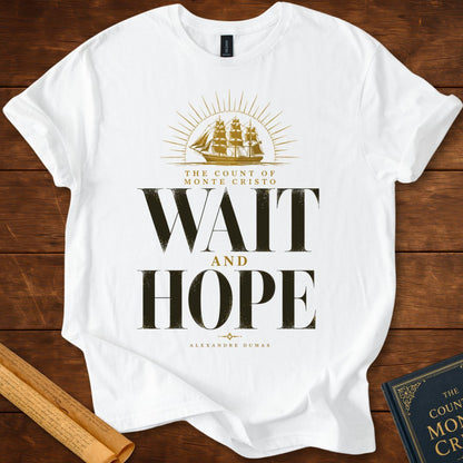 The Count of Monte Cristo "Wait and Hope" Literary T-Shirt White