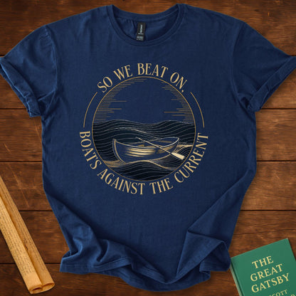 So We Beat On, Boats Against the Current T-Shirt Navy
